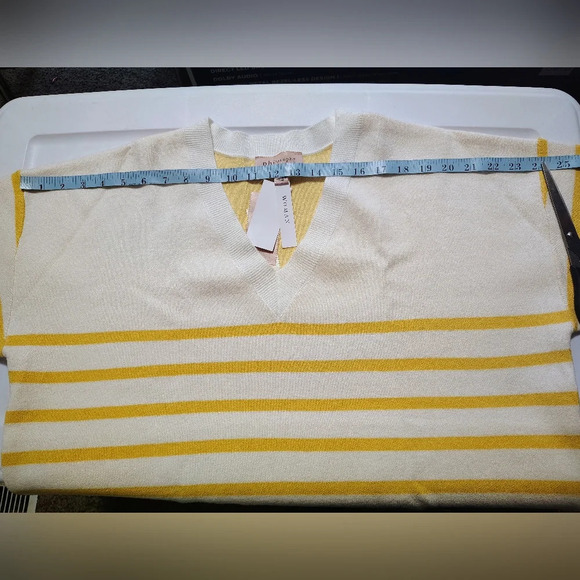 Philosophy women's sweater V neck, knit, pull on, striped, long sleeve, 1X. - Picture 8 of 16